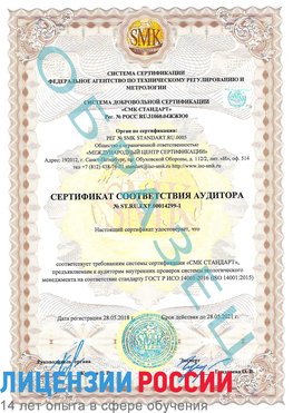 Образец сертификата соответствия аудитора №ST.RU.EXP.00014299-1 Томилино Сертификат ISO 14001
